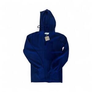 Vintage 1970s Blue Yves Saint Laurent Rive Gauche Hooded Sweater